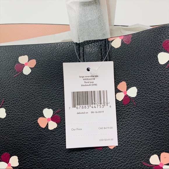 Black multi reversible pup floral Kate spade tote - Picture 8 of 8